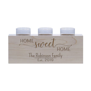 Personalized Handcrafted Maple Candle Holder - Home Sweet Home