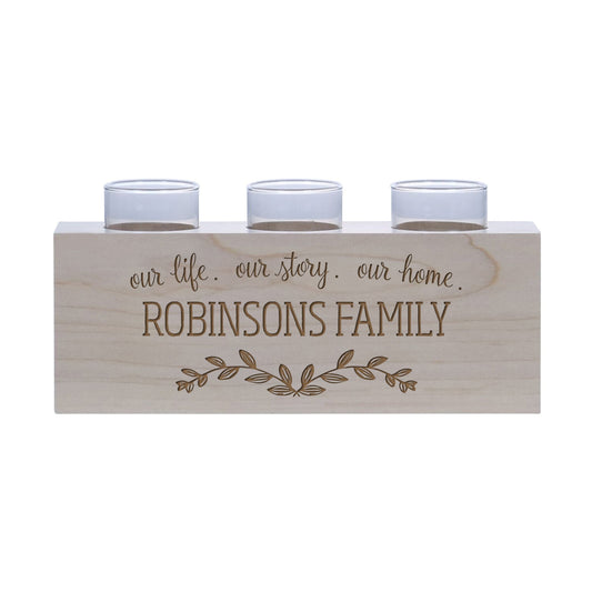 Personalized Handcrafted Maple Candle Holder - Our Story