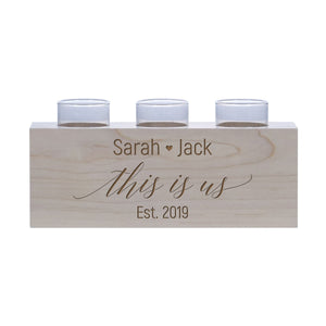 Personalized Handcrafted Wedding Maple Candle Holder - This Is Us