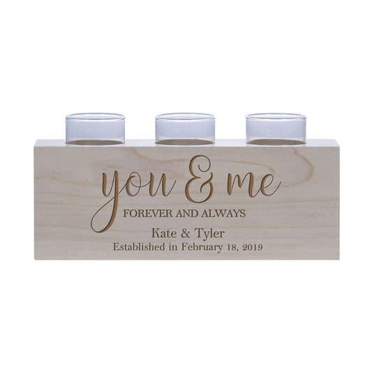 Personalized Handcrafted Wedding Maple Candle Holder - You & Me