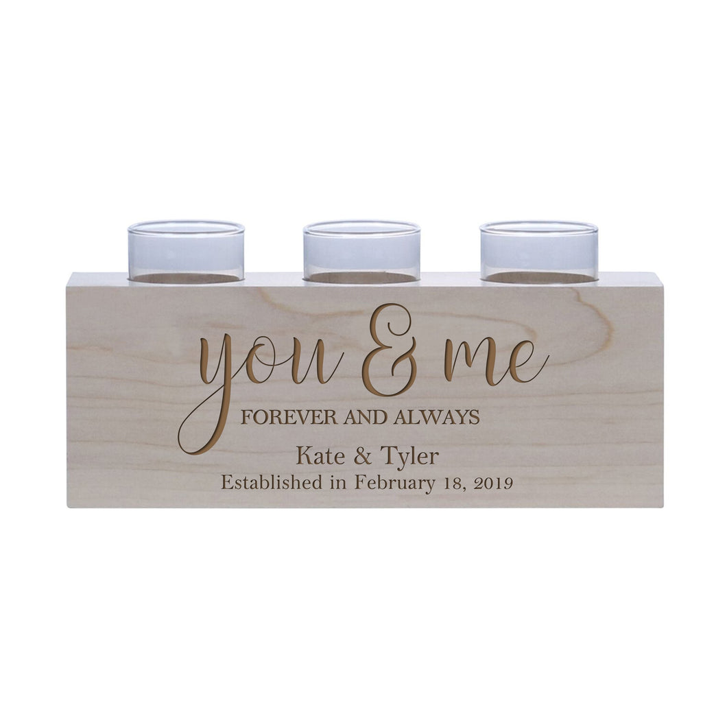 Personalized Handcrafted Wedding Maple Candle Holder - You & Me