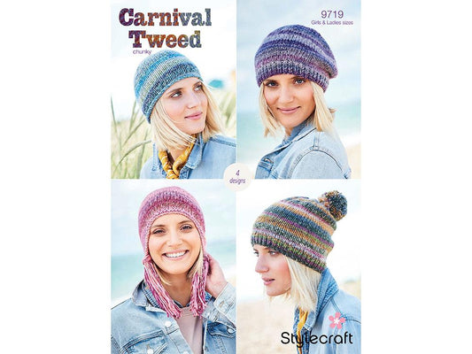 Hats, Beret and Helmet in Stylecraft Carnival Tweed (9719)