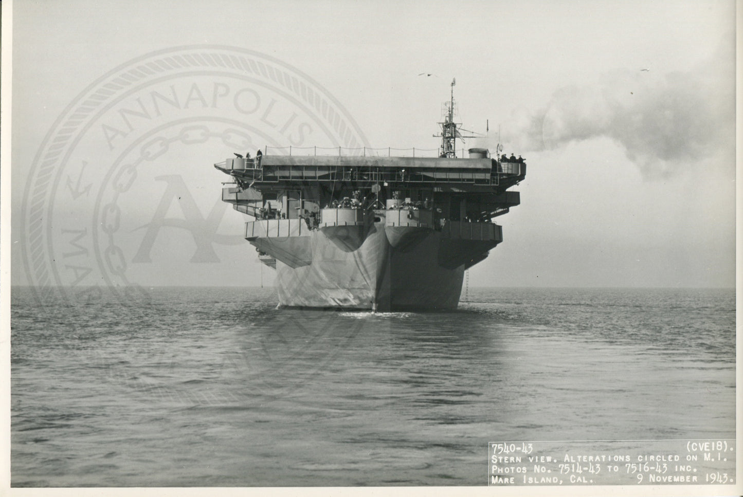 Official Navy Photo of WWII era USS Altahama (CVE-18) Aircraft Carrier