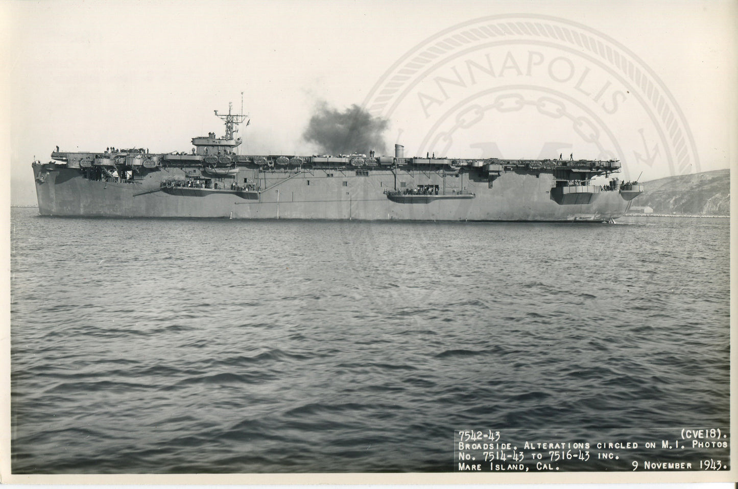 Official Navy Photo of WWII era USS Altahama (CVE-18) Aircraft Carrier