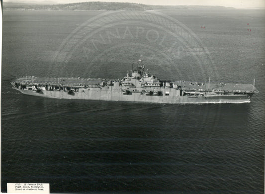 Official Navy Photo of WWII era USS Bunker Hill (CV-17) Aircraft Carrier