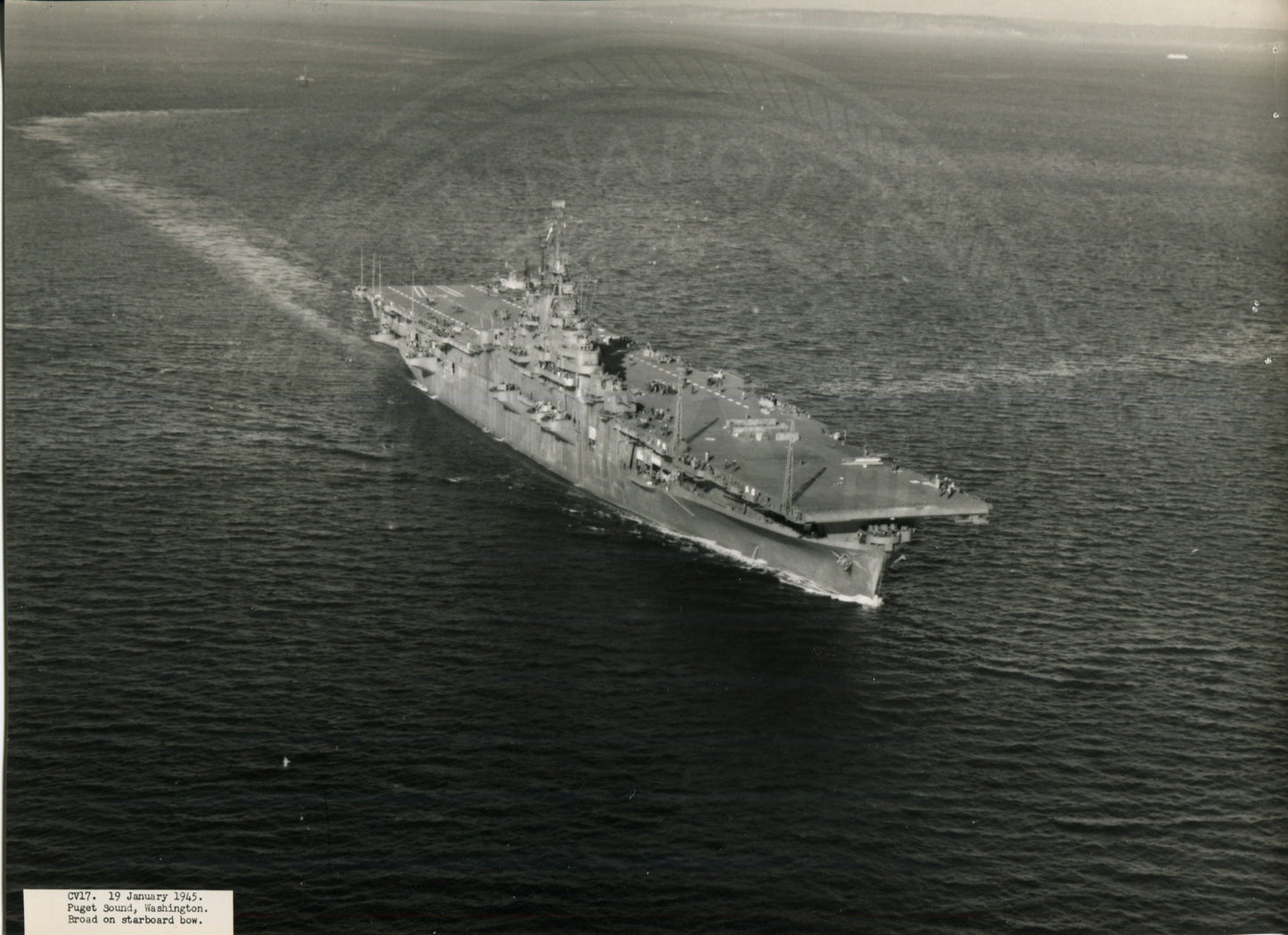 Official Navy Photo of WWII era USS Bunker Hill (CV-17) Aircraft Carrier