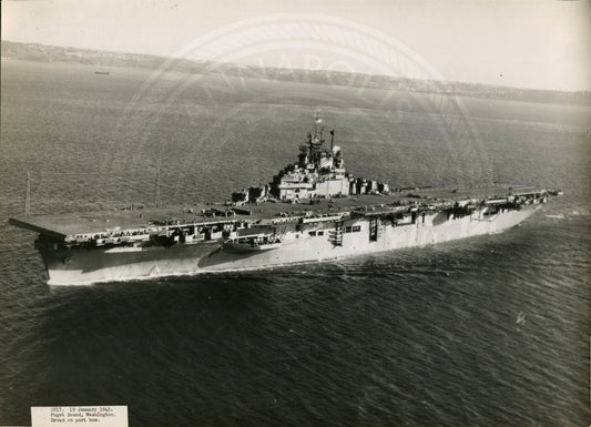 Official Navy Photo of WWII era USS Bunker Hill (CV-17) Aircraft Carrier