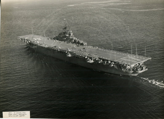 Official Navy Photo of WWII era USS Bunker Hill (CV-17) Aircraft Carrier