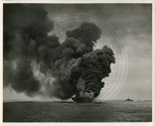 Official Navy Photo of WWII era USS Bunker Hill (CV-17) Aircraft Carrier