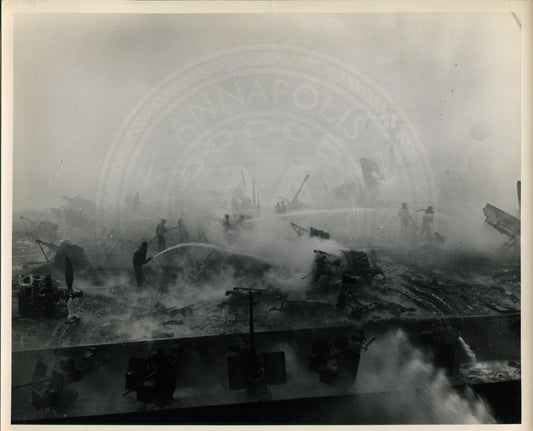 Official Navy Photo of WWII era USS Bunker Hill (CV-17) Aircraft Carrier