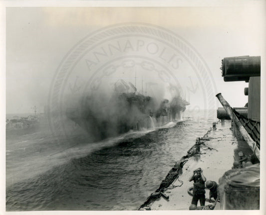 Official Navy Photo of WWII era USS Bunker Hill (CV-17) Aircraft Carrier