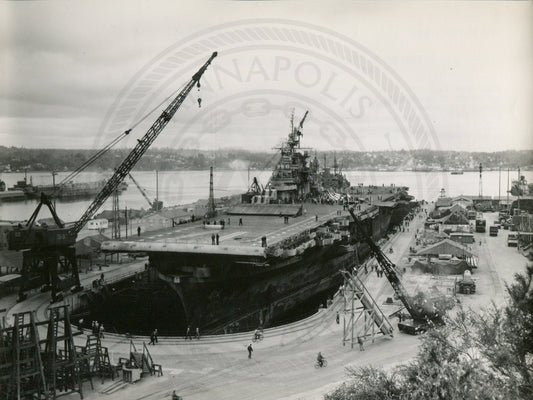 Official Navy Photo of WWII era USS Bunker Hill (CV-17) Aircraft Carrier