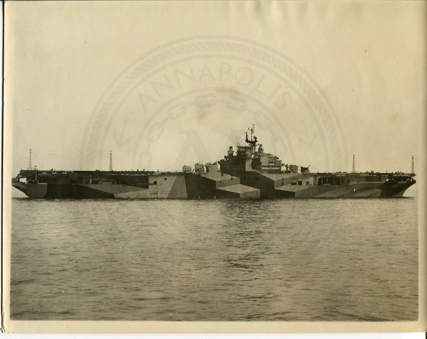 Official Navy Photo of WWII era USS Bunker Hill (CV-17) Aircraft Carrier