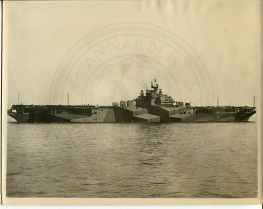 Official Navy Photo of WWII era USS Bunker Hill (CV-17) Aircraft Carrier