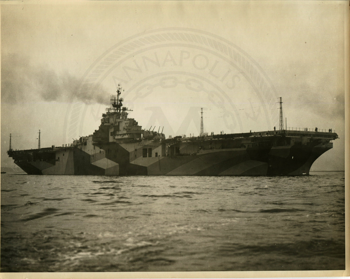 Official Navy Photo of WWII era USS Bunker Hill (CV-17) Aircraft Carrier