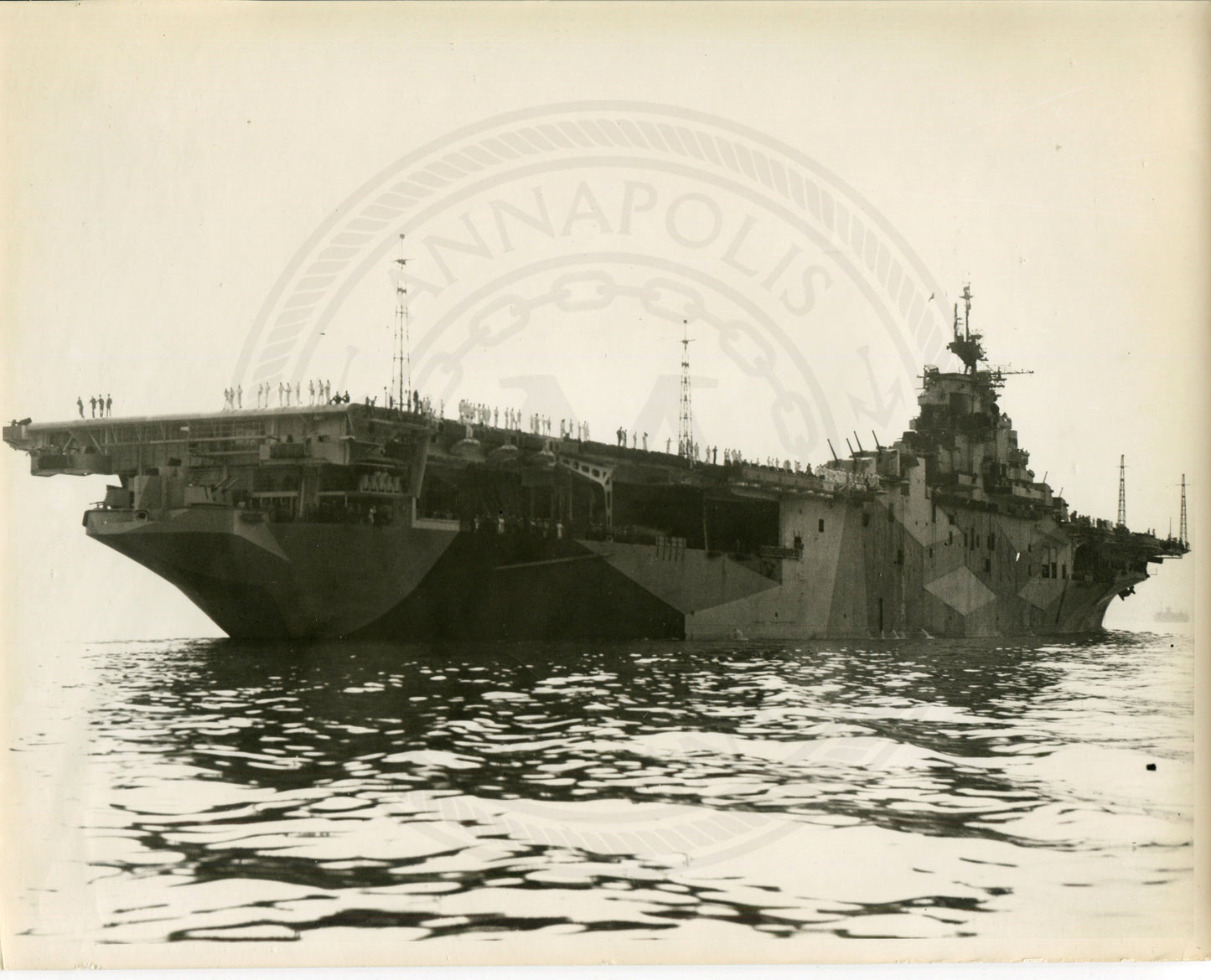 Official Navy Photo of WWII era USS Bunker Hill (CV-17) Aircraft Carrier