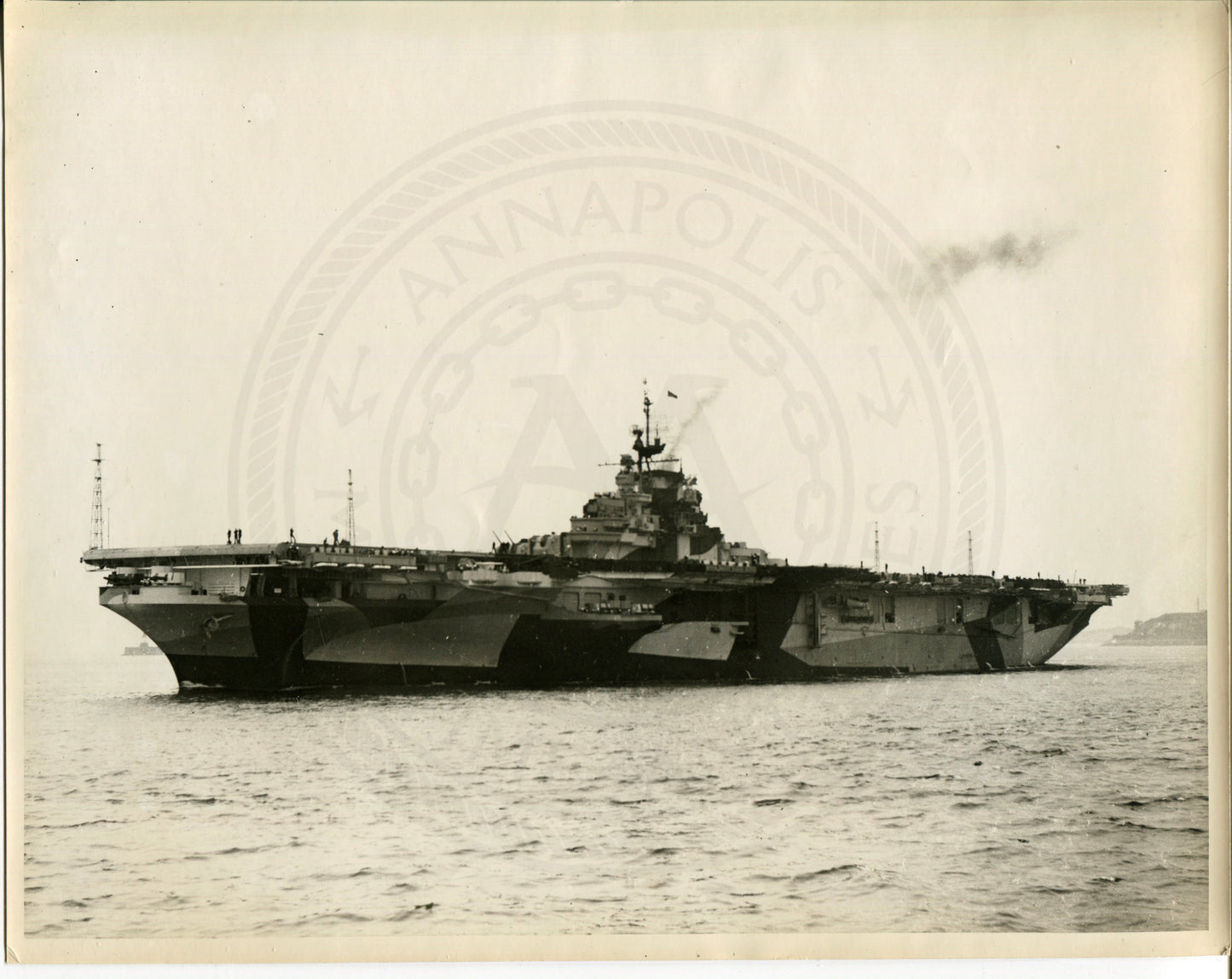 Official Navy Photo of WWII era USS Bunker Hill (CV-17) Aircraft Carrier