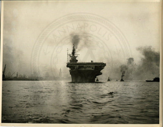 Official Navy Photo of WWII era USS Bunker Hill (CV-17) Aircraft Carrier