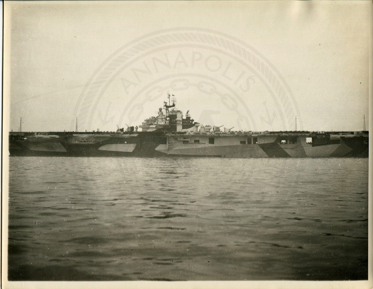 Official Navy Photo of WWII era USS Bunker Hill (CV-17) Aircraft Carrier