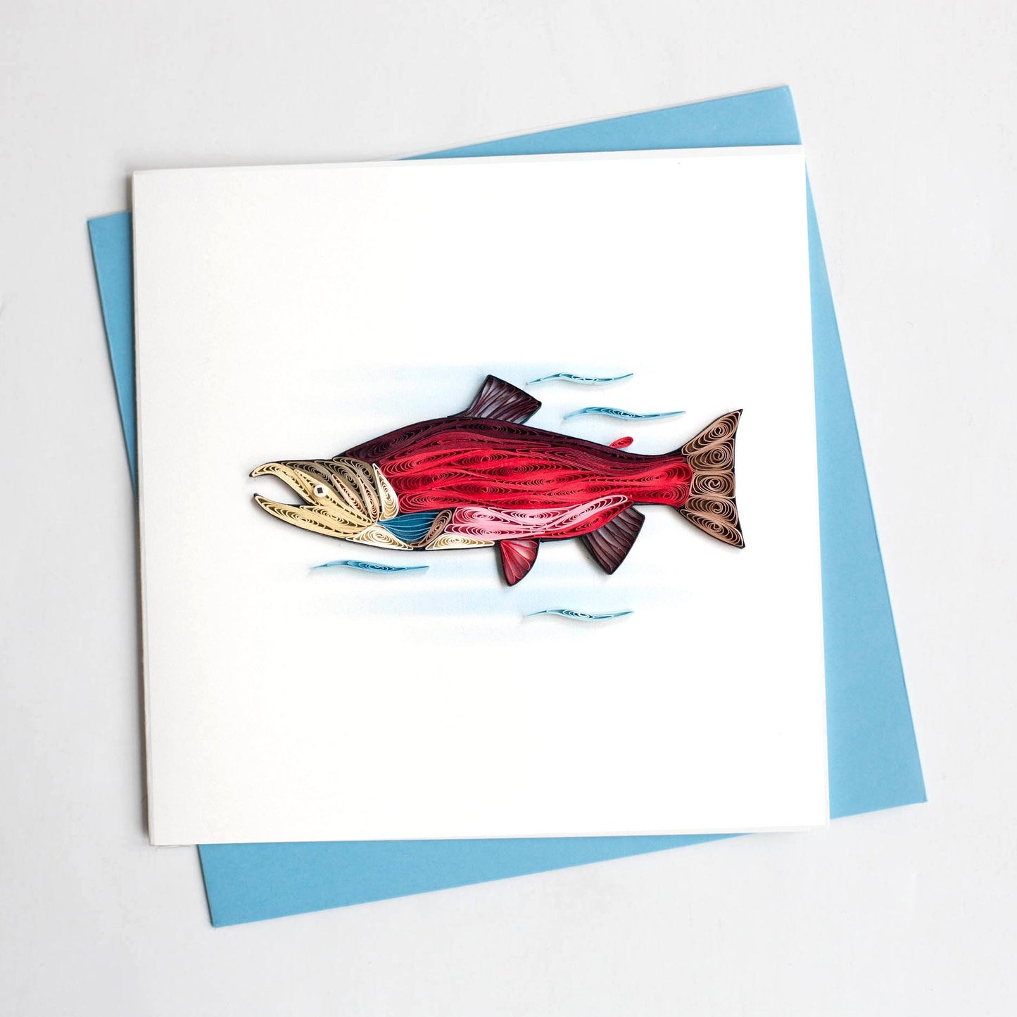 Quilling Card- Hand-Crafted Cards, Salmon