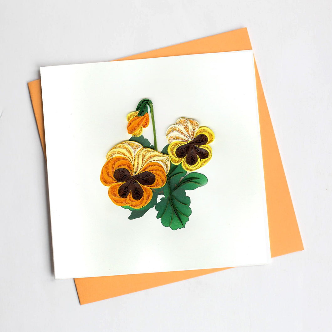 Quilling Card- Hand-Crafted Cards, Pansies