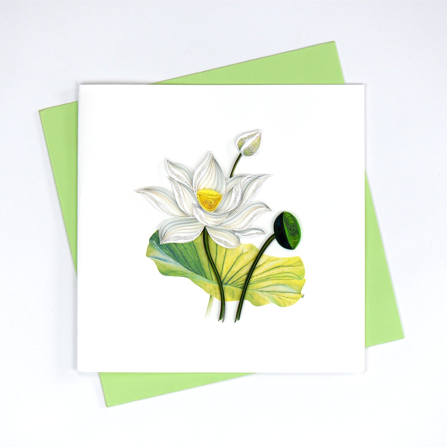 Quilling Card- Hand-Crafted Cards, White Lotus