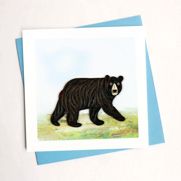 Quilling Card- Hand-Crafted Cards, Black Bear