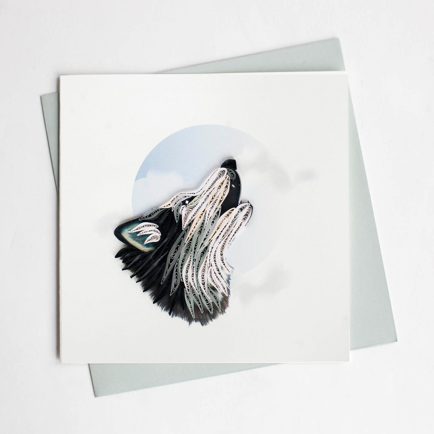 Quilling Card- Hand-Crafted Cards, Wolf