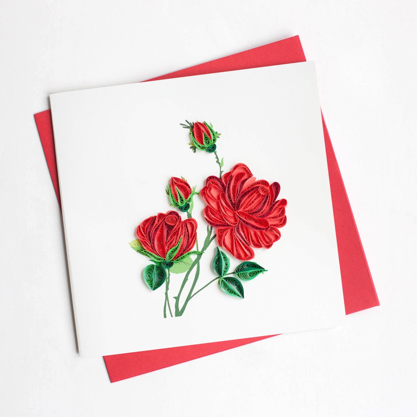 Quilling Card- Hand-Crafted Cards, Red Rose