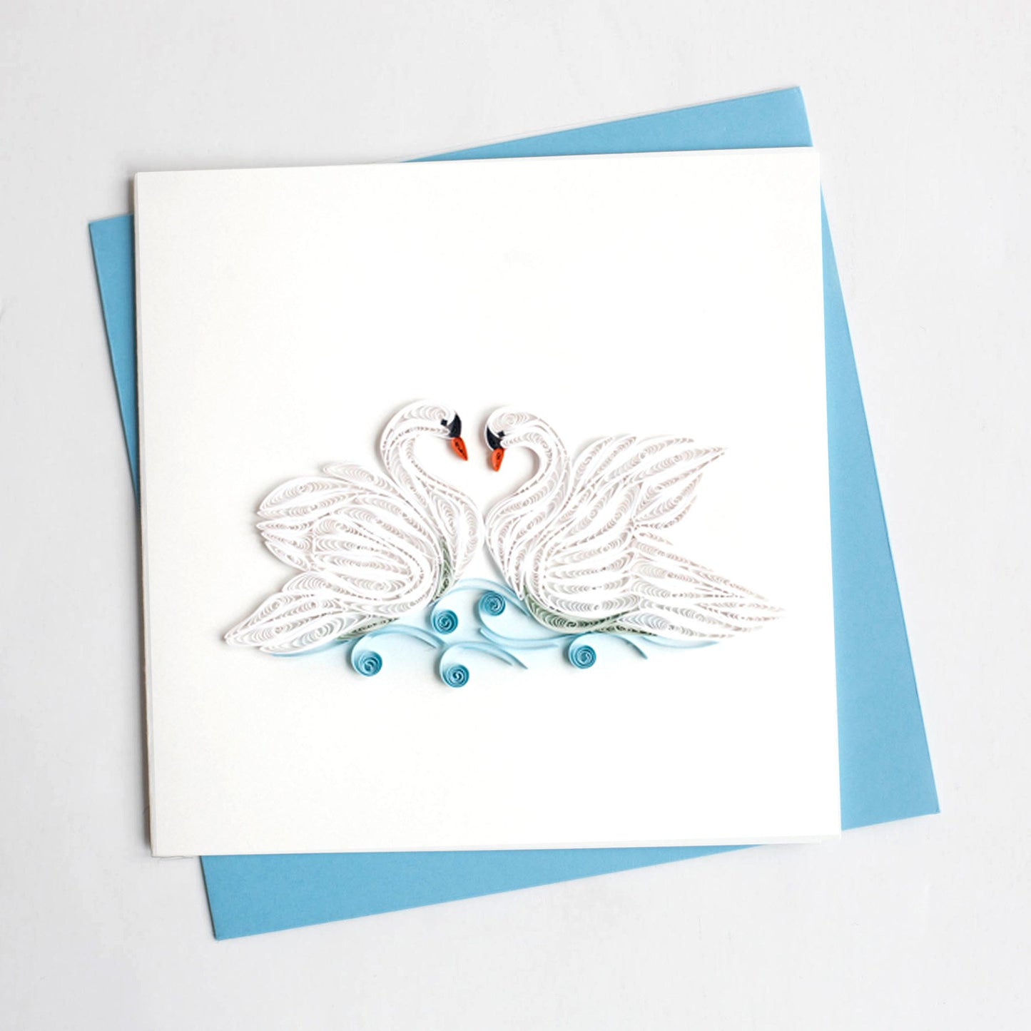 Quilling Card- Hand-Crafted Cards, Swans