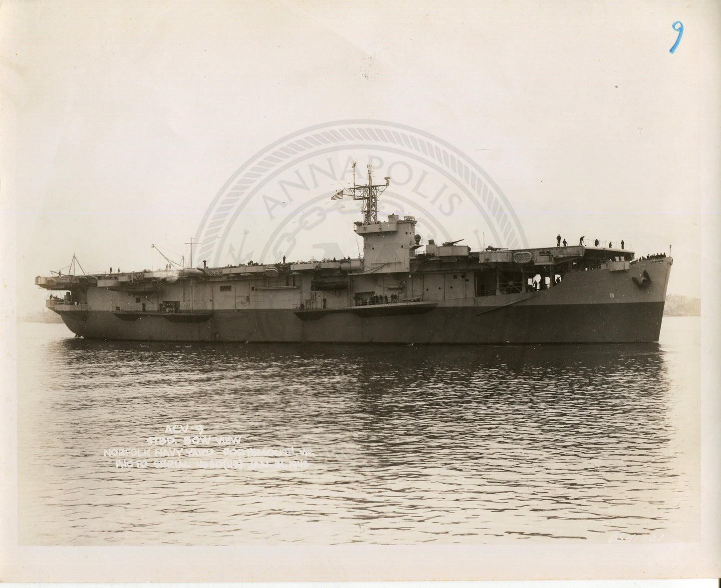 Official Navy Photo of WWII era USS Bogue (CVE-9) Aircraft Carrier