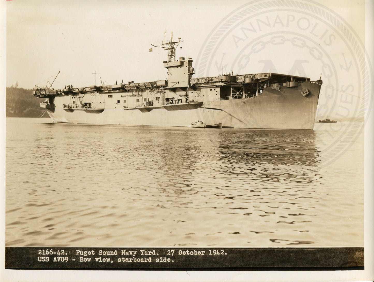 Official Navy Photo of WWII era USS Bogue (CVE-9) Aircraft Carrier