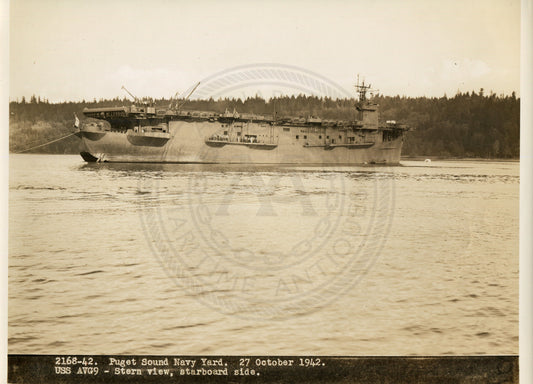 Official Navy Photo of WWII era USS Bogue (CVE-9) Aircraft Carrier