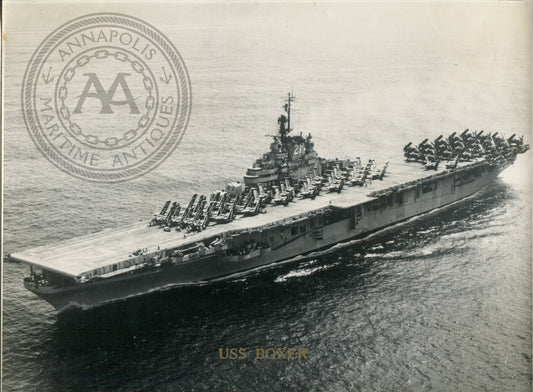 Official Navy Photo of WWII era USS Boxer (CV-21) Aircraft Carrier