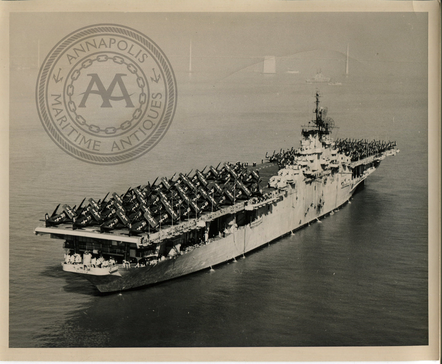 Official Navy Photo of WWII era USS Boxer (CV-21) Aircraft Carrier