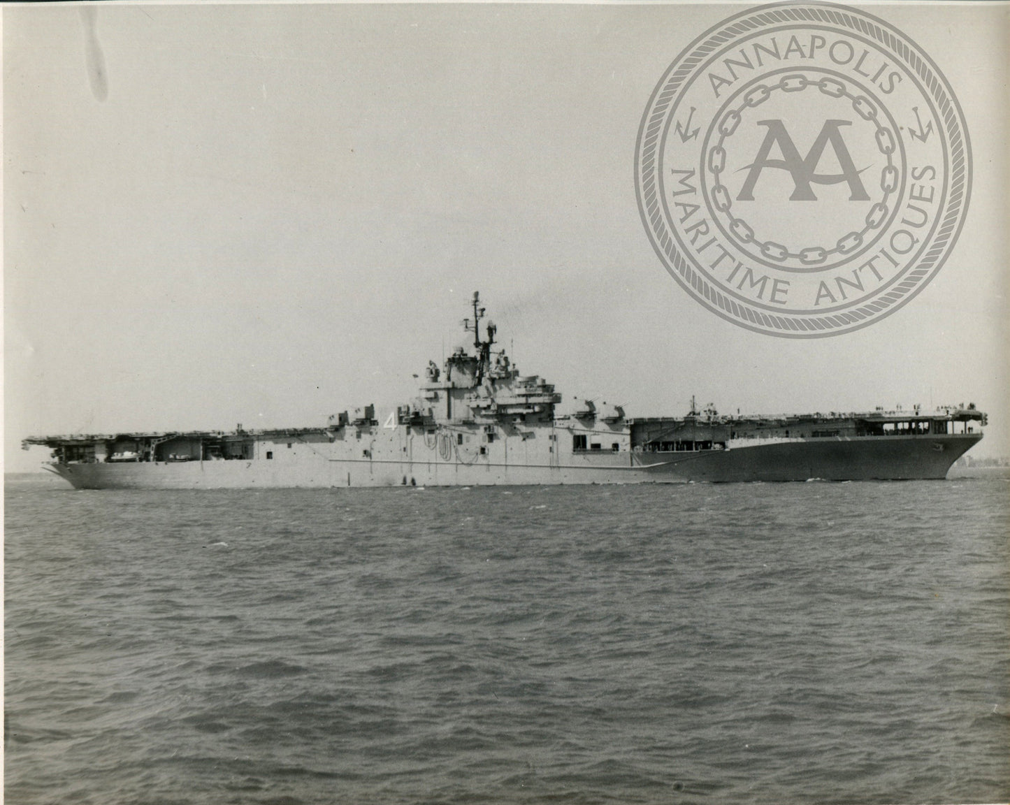 Official Navy Photo of WWII era USS Boxer (CV-21) Aircraft Carrier