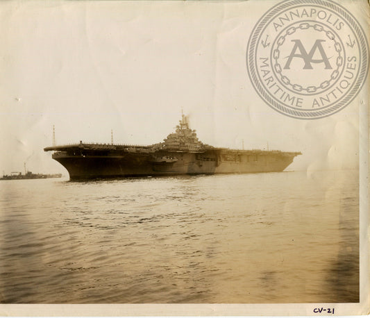 Official Navy Photo of WWII era USS Boxer (CV-21) Aircraft Carrier