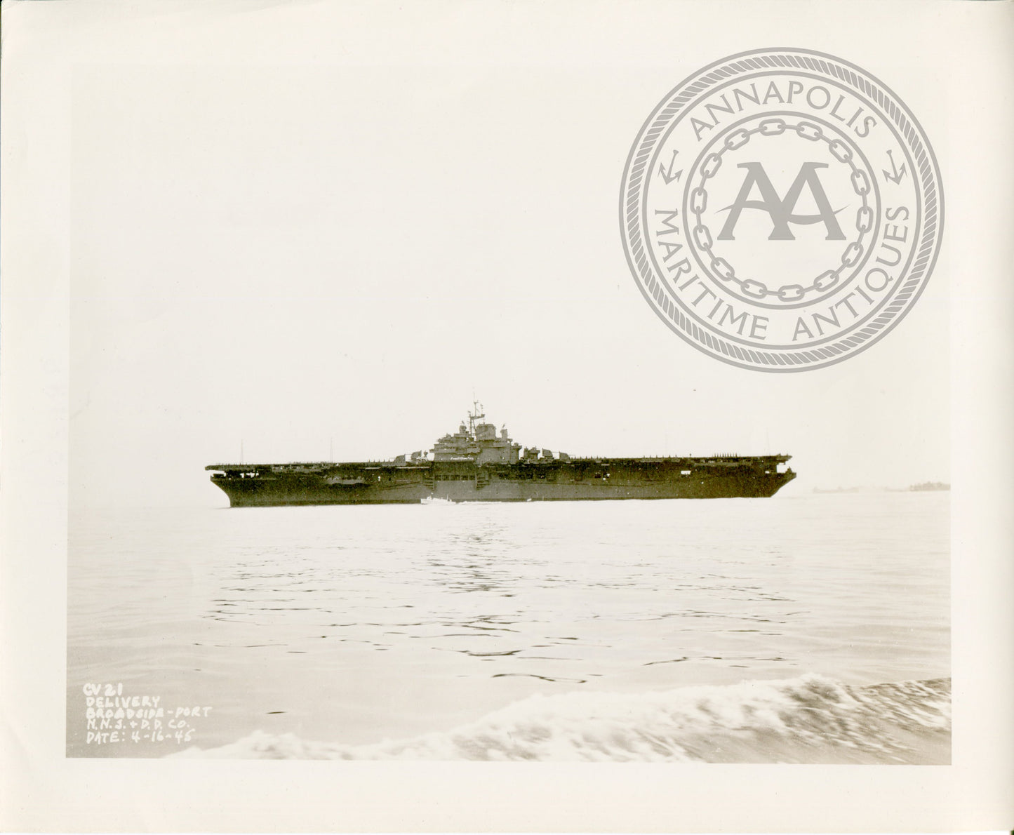 Official Navy Photo of WWII era USS Boxer (CV-21) Aircraft Carrier