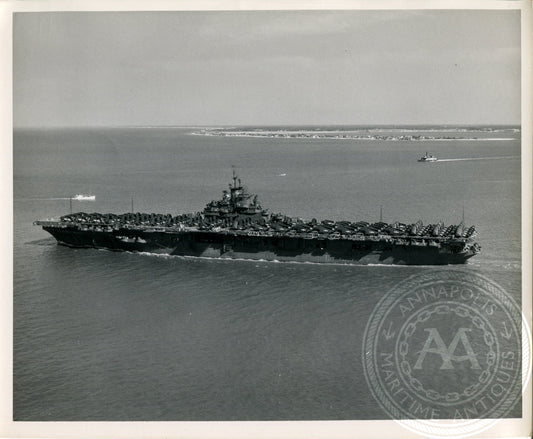 Official Navy Photo of WWII era USS Boxer (CV-21) Aircraft Carrier