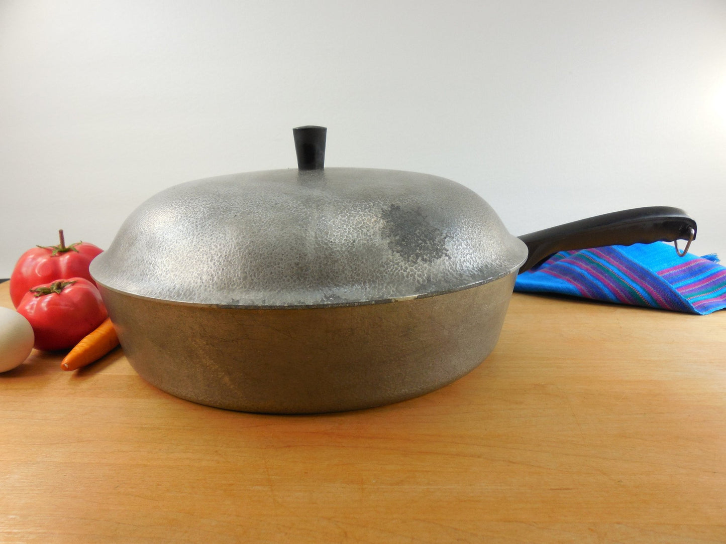 SOLD... Club Aluminum Cookware USA - Large 12" Hammercraft Skillet & Lid Chicken Fryer - Vintage Mid Century