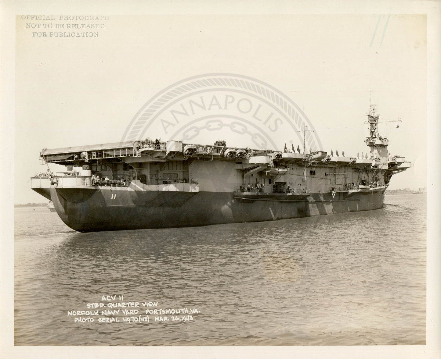 Official Navy Photo of WWII era USS CARD (CVE-11) Aircraft Carrier