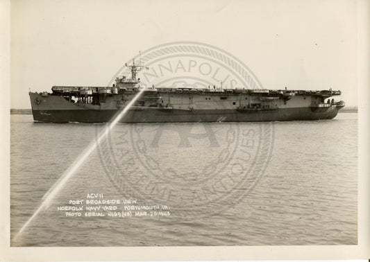 Official Navy Photo of WWII era USS CARD (CVE-11) Aircraft Carrier