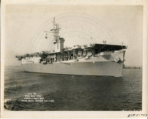 Official Navy Photo of WWII era USS Charger (CVE-30) Aircraft Carrier