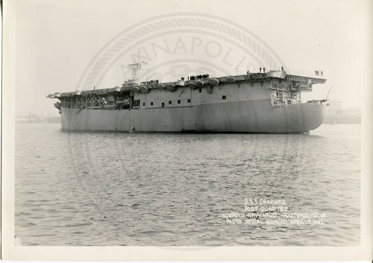 Official Navy Photo of WWII era USS Charger (CVE-30) Aircraft Carrier