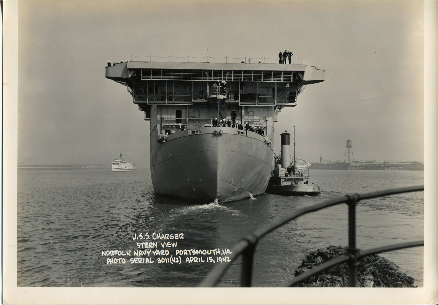 Official Navy Photo of WWII era USS Charger (CVE-30) Aircraft Carrier