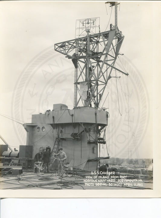 Official Navy Photo of WWII era USS Charger (CVE-30) Aircraft Carrier