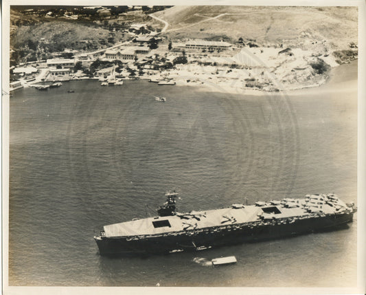 Official Navy Photo of WWII era USS Chenango (CVE-29) Aircraft Carrier