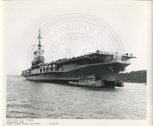 Official Navy Photo of WWII era USS Coral Sea (CV-43) Aircraft Carrier