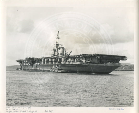 Official Navy Photo of WWII era USS Coral Sea (CV-43) Aircraft Carrier