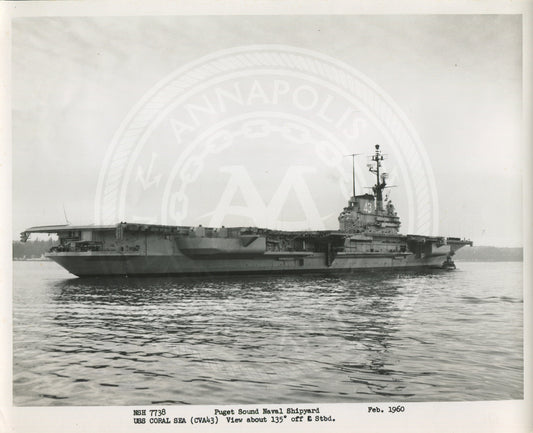 Official Navy Photo of WWII era USS Coral Sea (CV-43) Aircraft Carrier
